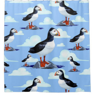 Rideaux De Douche Puffin Cute Oiseau de mer Atlantique