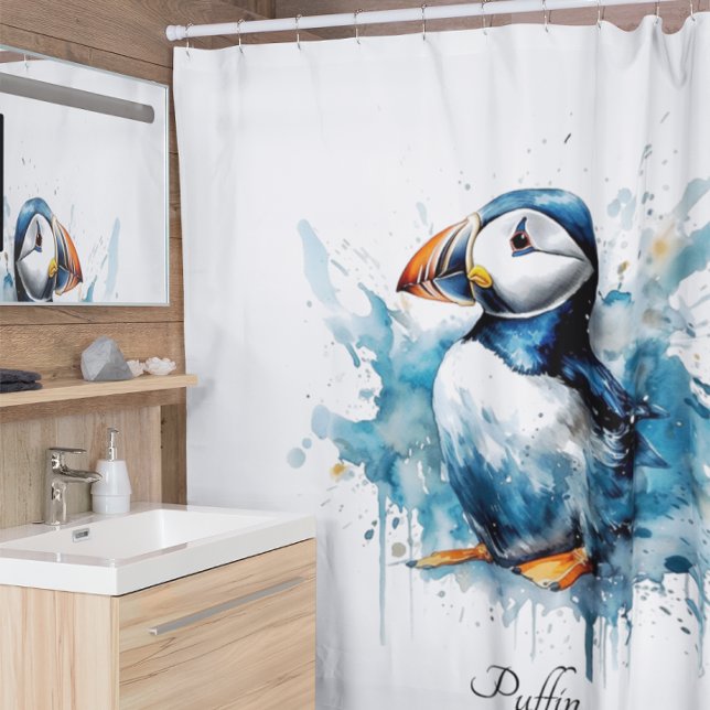 Rideaux De Douche Puffin Splash, personnalisé (Créateur téléchargé)