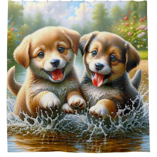 Rideaux De Douche "Puppy Puddle Playtime" (Devant)
