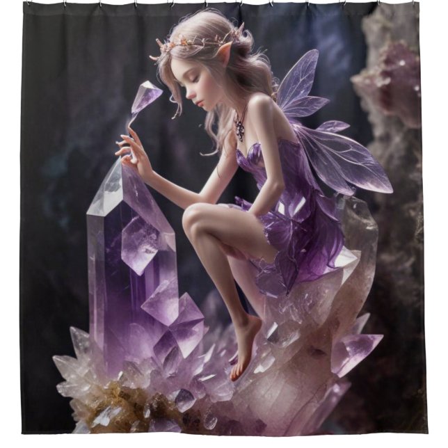 Rideaux De Douche Purple Amethyst Cristal Imaginaire rideaux douche (Devant)