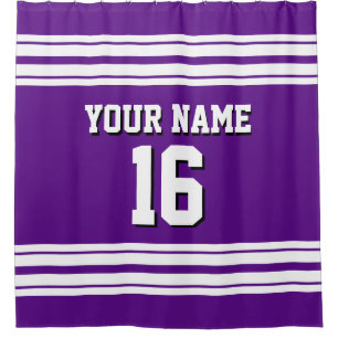 Rideaux De Douche Purple avec White Stripes Sports Jersey