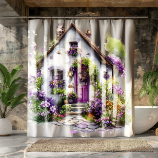 Rideaux De Douche Purple Cottage Garden Shower Curtain