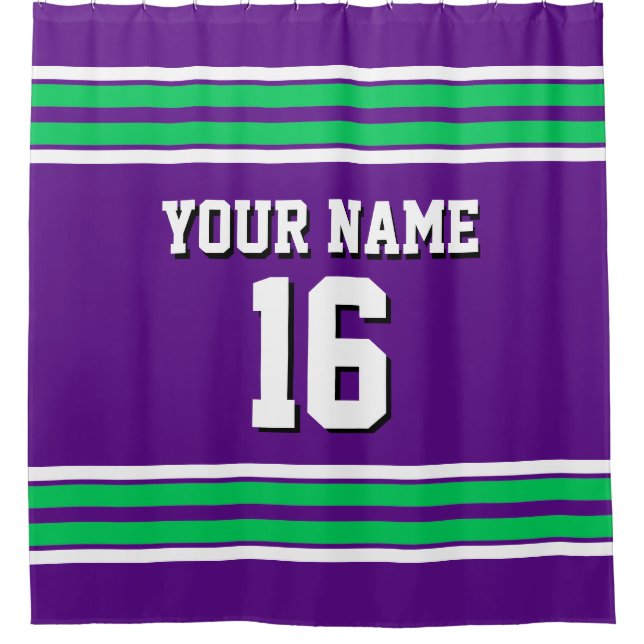 Rideaux De Douche Purple Emerald Green Stripes Sport Jersey (Devant)