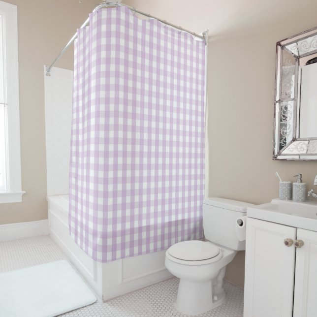 Rideaux De Douche Purple Gingham Pattern Modern Farmhouse (En situation)