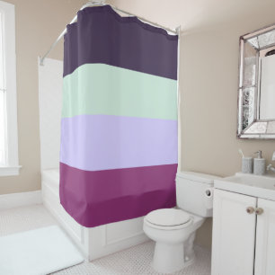 Rideaux De Douche Purple, Mint Green & Magenta Stripes Motif