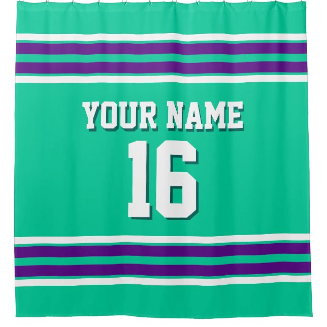 Rideaux De Douche Purple White Stripes Sports Jersey (Devant)