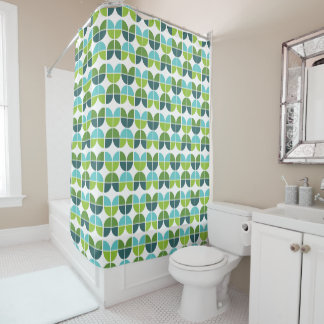 Rideaux De Douche Quart Bleu Vert Rétro