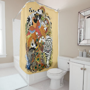 Rideaux De Douche quatre animaux célestes