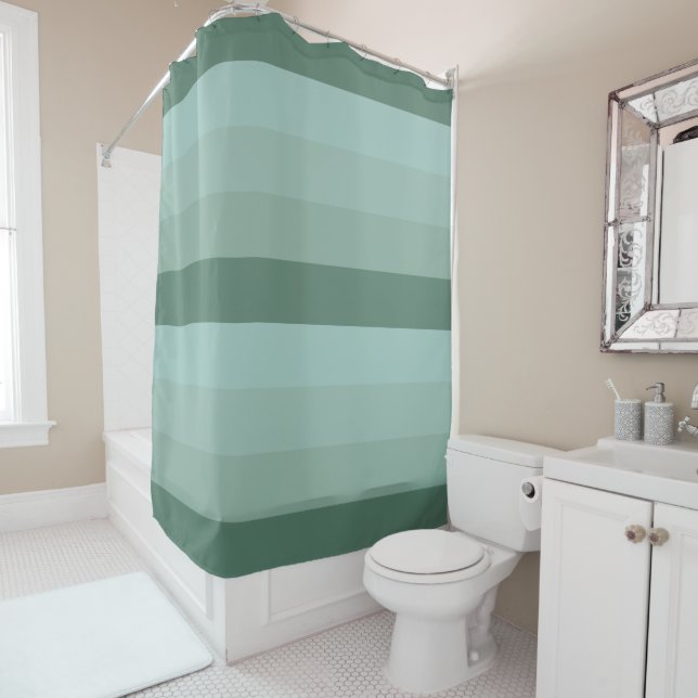Rideaux De Douche Quatre tons de rayures vertes (En situation)