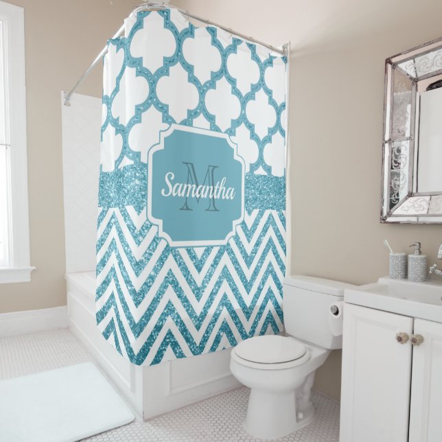 Rideaux De Douche Quatrefoil parties scintillant (En situation)