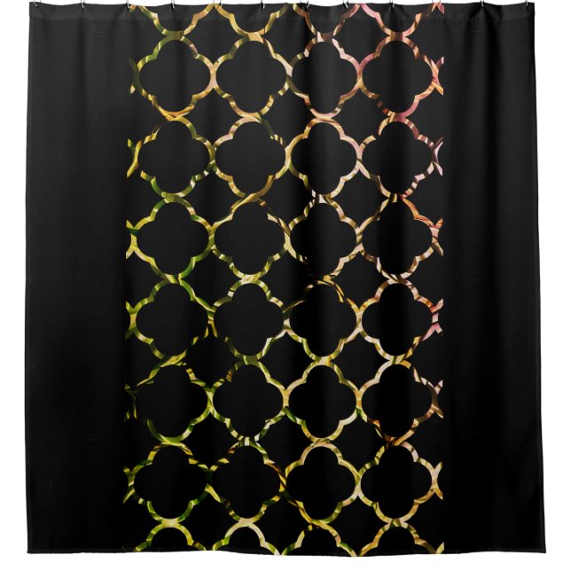 Rideaux De Douche QuatrefoilPatterns Green Parties scintillant dorée (Devant)