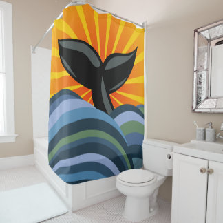 Rideaux De Douche Queue de baleines et vagues