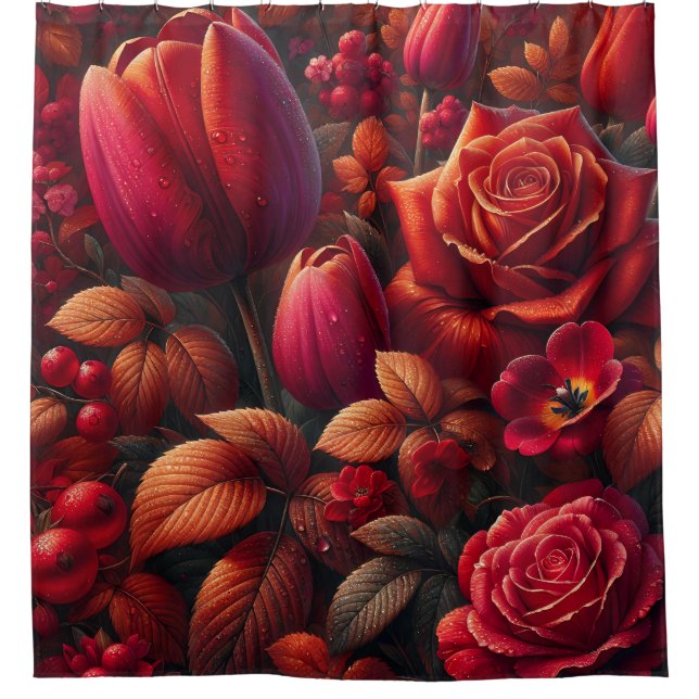 Rideaux De Douche "Radiant Raindrop Fall Floral Art" (Devant)