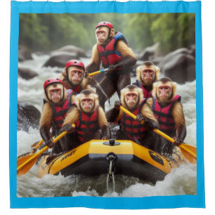 Rideaux De Douche Rafting d'eau vive pour singes capucins aventurier