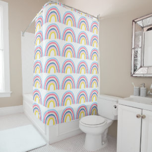 Rideaux De Douche Rainbot Boho Rose Bleu Jaune Plat