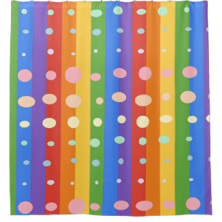 RIDEAUX DE DOUCHE RAINBOW DOT STRIPES