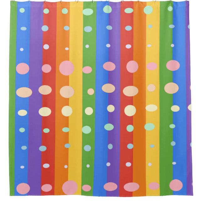 RIDEAUX DE DOUCHE RAINBOW DOT STRIPES (Devant)