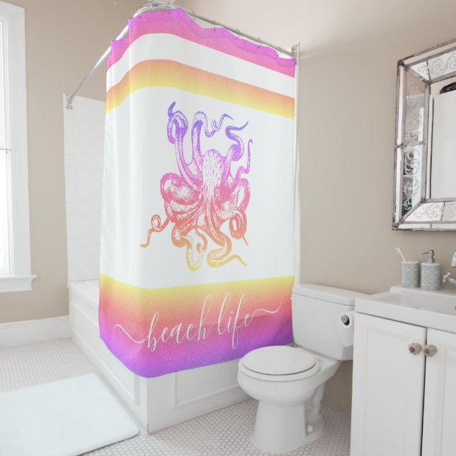 Rideaux De Douche Rainbow ombre poulpe moderne scénario de vie de pl (En situation)