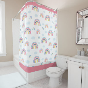 Rideaux De Douche Rainbows Boho Rose Bleu Jaune Fun Girl