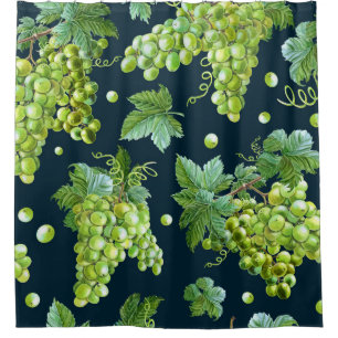 Rideaux De Douche Raisin vert : Aquarelle Motif foncé