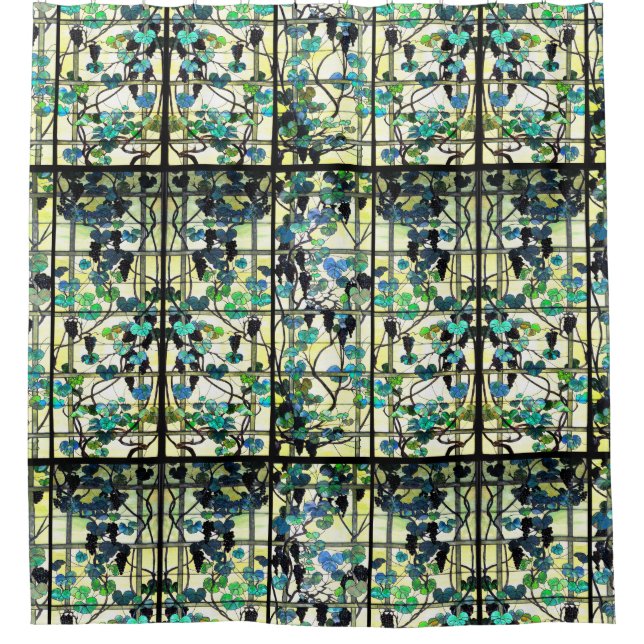 Rideaux De Douche Raisins de vignoble en verre souillé de Nouveau (Devant)