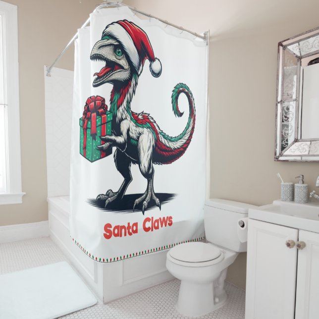 Rideaux De Douche rapace de Noël Santa hat (En situation)