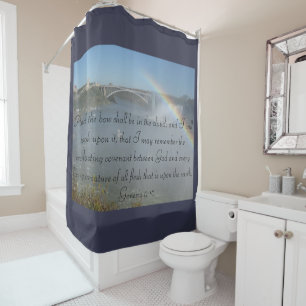 Rideaux De Douche Rappel de vers de bible d'arc-en-ciel de promesse