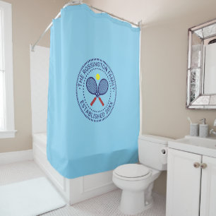 Rideaux De Douche Raquettes de Tennis Croisées Nom de Famille Date F