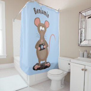 Rideaux De Douche Rat drôle avec dessin animé de la caméra