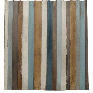 Rideaux De Douche Raye Moderne Rustique Bleu Marron Crème Maison de 