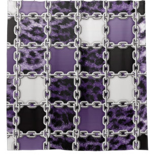 Rideaux De Douche Rayon ultraviolet transparent léopard et chaîne ar