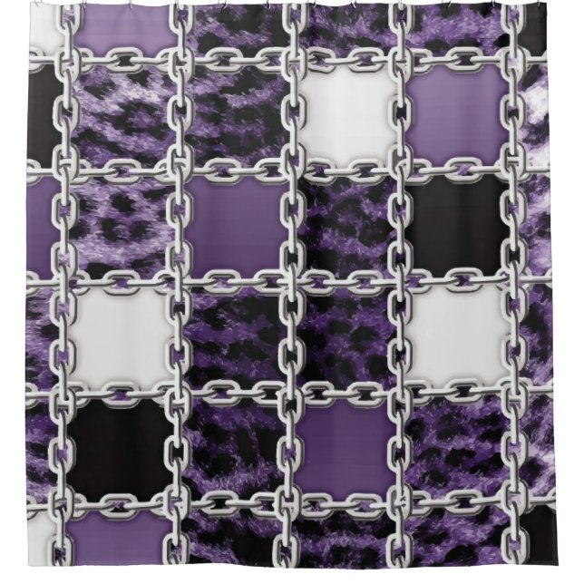 Rideaux De Douche Rayon ultraviolet transparent léopard et chaîne ar (Devant)