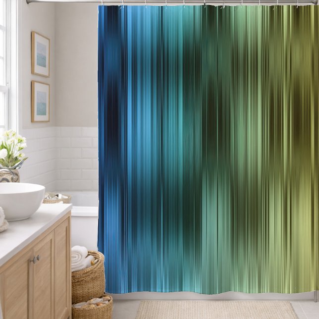 Rideaux De Douche Rayure bleue et dorée (Créateur téléchargé)