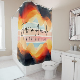 Rideaux De Douche Rayure colorée aquarelle lumineuse personnalisée