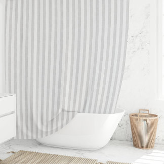 Rideaux De Douche Rayure grise et blanche Minimaliste Moderne Ferme