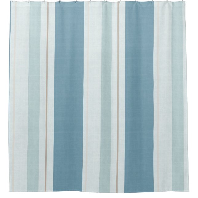 Rideaux De Douche Rayure Horizon Bleu Nordique  (Devant)