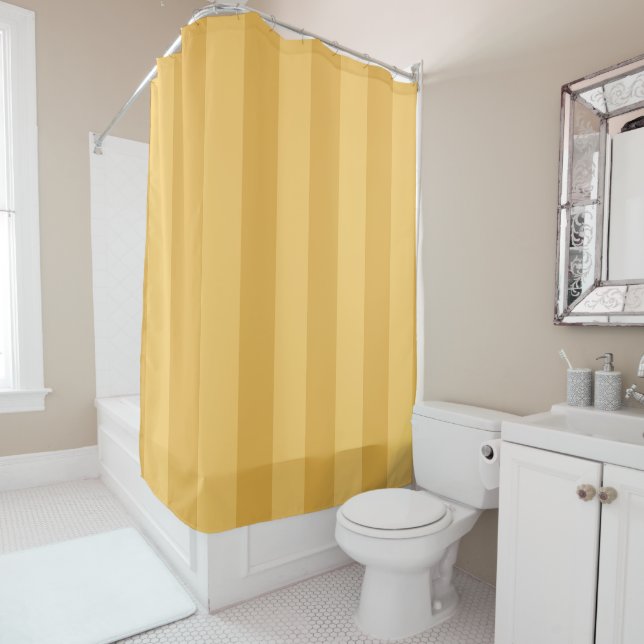 Rideaux De Douche Rayure jaune canari de Dijon  (En situation)