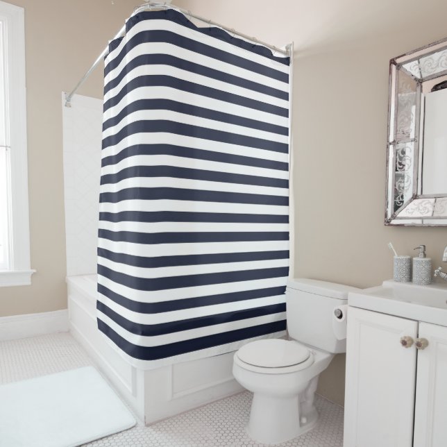 Rideaux De Douche Rayure noire et blanche (En situation)