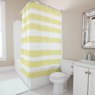 Rideaux De Douche Rayures aquarelles jaunes et blanches