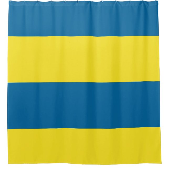 Rideaux De Douche Rayures | Bleu et jaune | Personnalisable (Devant)