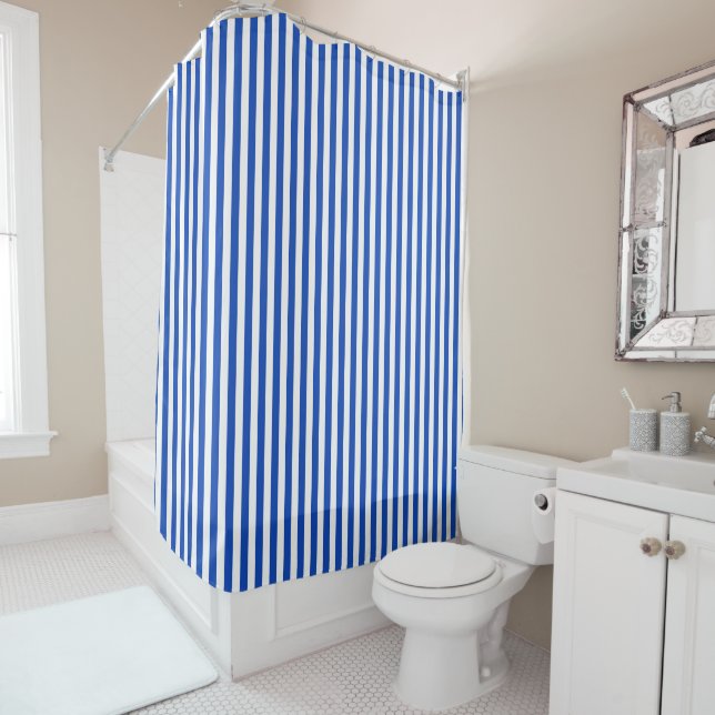 Rideaux De Douche Rayures Bleu Nautique (En situation)