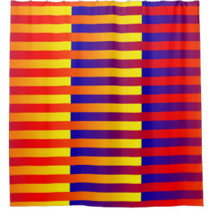 Rideaux De Douche Rayures Bleu Rouge Jaune