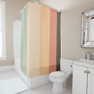 Rideaux De Douche rayures Brown, vertes, jaunes et orange