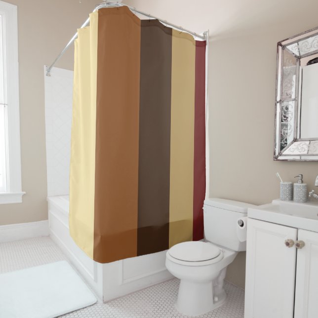 Rideaux De Douche Rayures brunes et rouges (En situation)