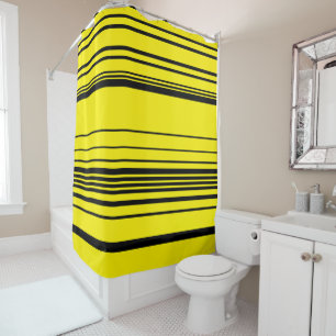 Rideaux De Douche Rayures complexes en noir et jaune