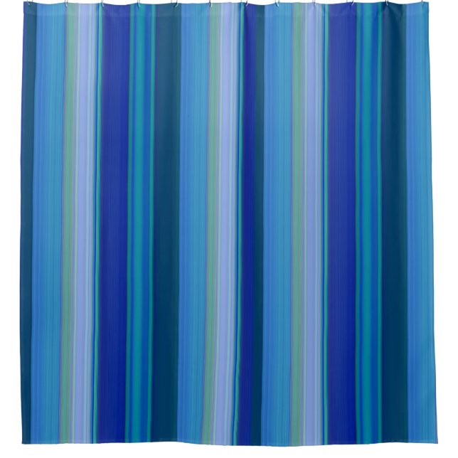 Rideaux De Douche Rayures dans des nuances de bleu (Devant)