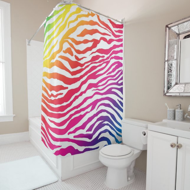 Rideaux De Douche Rayures d'arc-en-ciel (En situation)