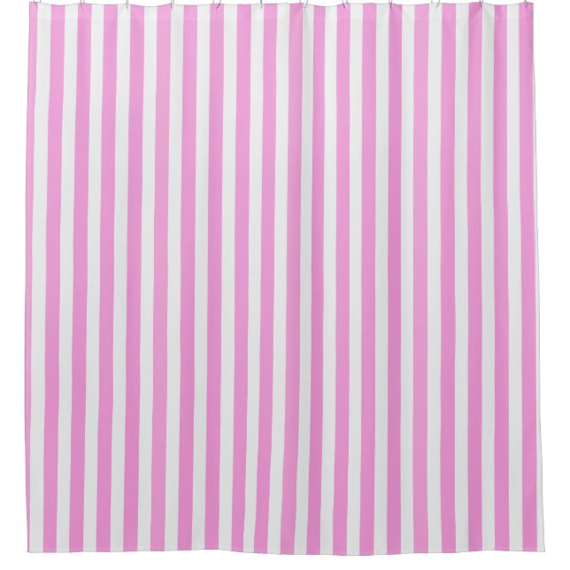 Rideaux De Douche Rayures de bonbon roses et blanches (Devant)