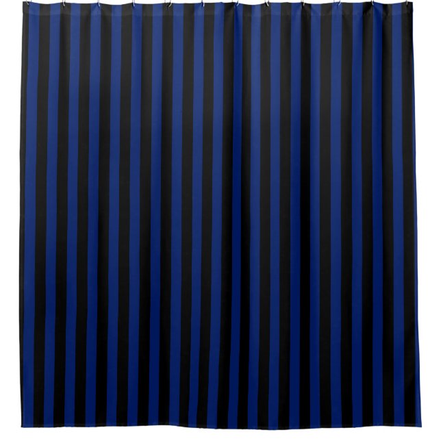 Rideaux De Douche Rayures de bonbons bleus et noirs (Devant)