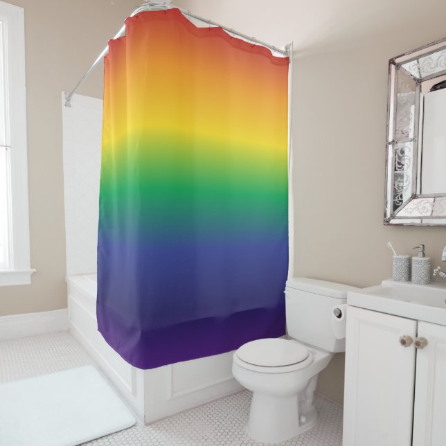 Rideaux De Douche Rayures de couleur primaire d'arc-en-ciel vif (En situation)